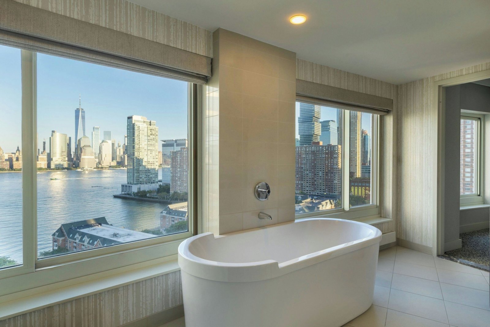 The Westin Jersey City Newport jacuzzi suite Hudson River views