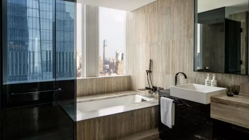 Equinox Hotel New York Hudson Yards jacuzzi suite wellness soaking tub